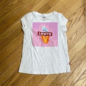 Levi’s Girls Ice Cream Logo Graphic Tee White Confetti Print Size S